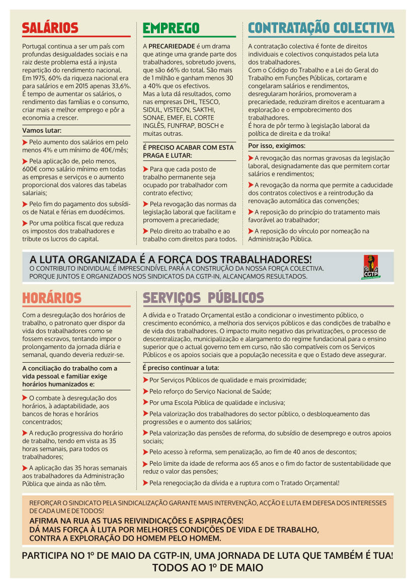 1 maio tarjeta verso